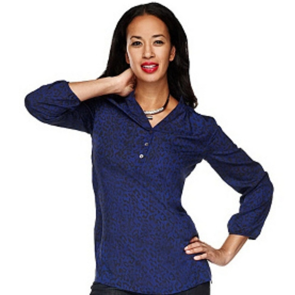 Blue Animal Print Blouse by K-DASH